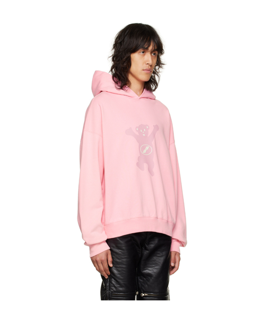 We11 Done Logo Print Cotton Hoodie In Pink