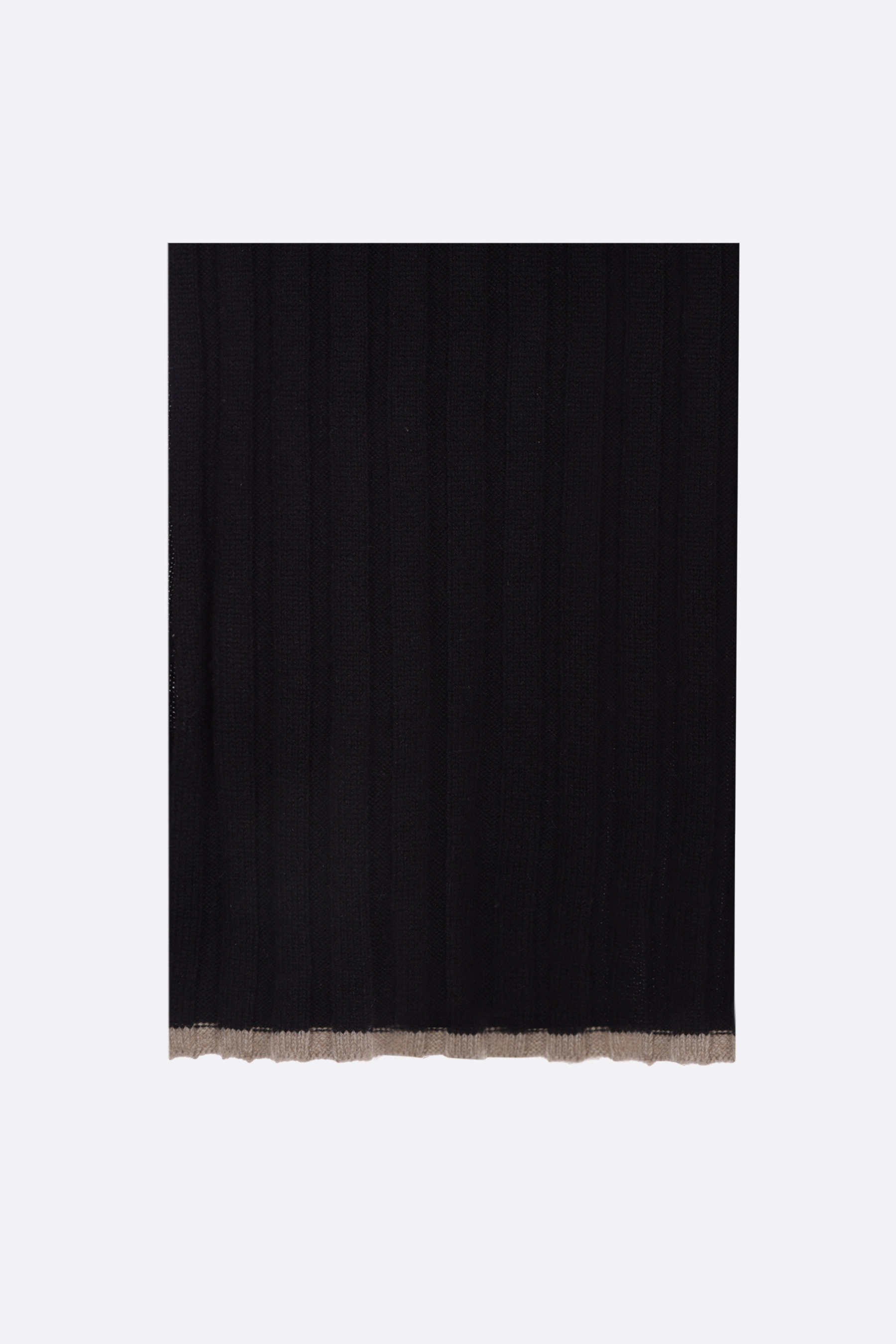 Brunello Cucinelli Ribbed-knit Cashmere Scarf In Black