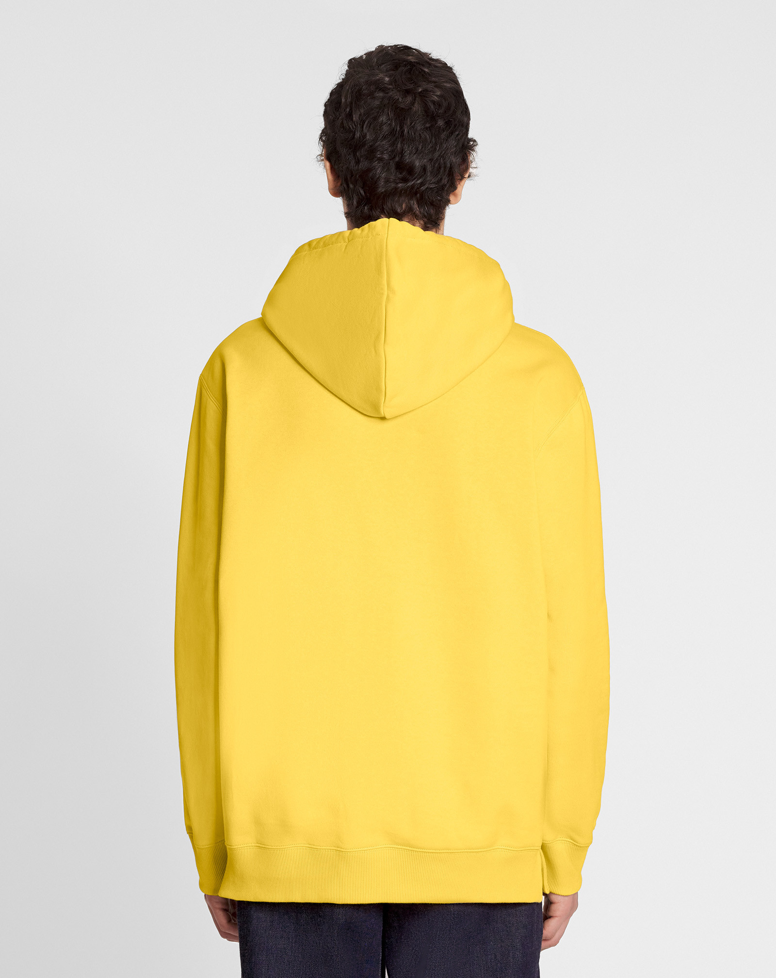 Lanvin Logo Patch Drawstring Hoodie In Yellow
