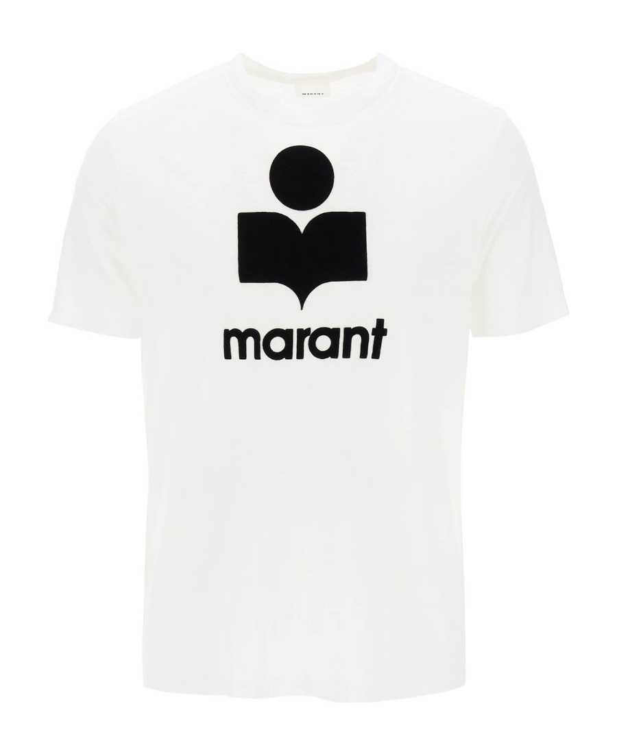 Isabel Marant Marant Karman T Shirt With Flocked Logo In White