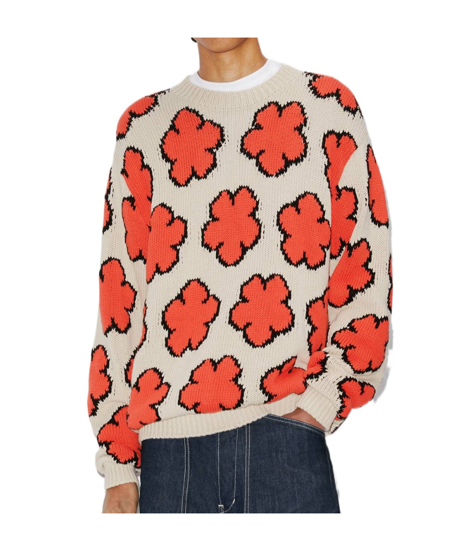 Kenzo Long-sleeved Round-neck Sweater In Nude