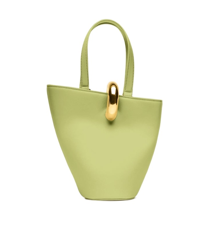 Jacquemus Asymmetrical Mini Bucket Bag In Green