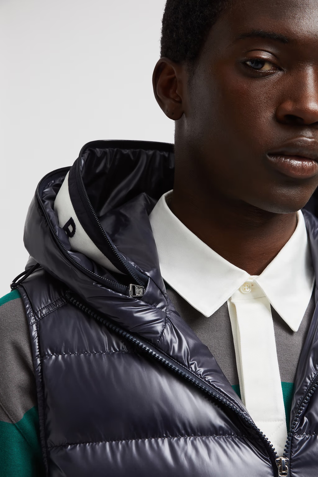 Moncler Clai Quilted Full Zip Hooded Down Vest In Blue
