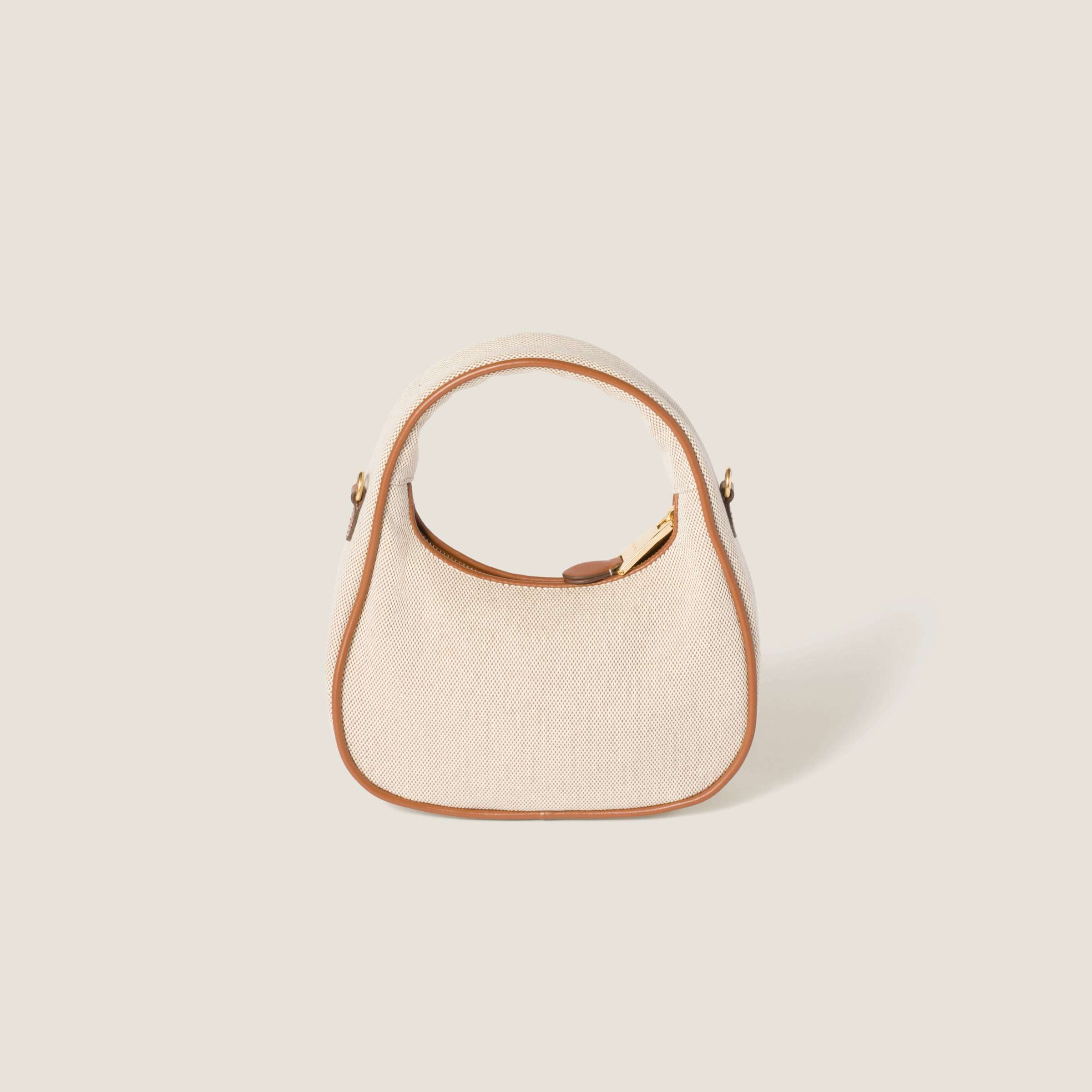 Miu Miu Wander Canvas And Leather Bag In Neutral