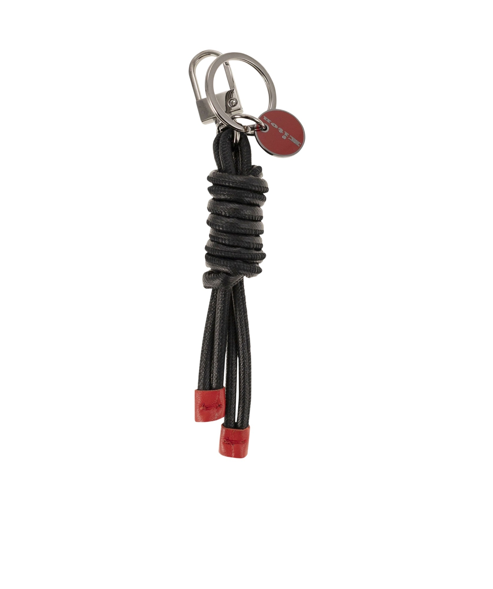 Kiton Men Leather Key Ring In Black