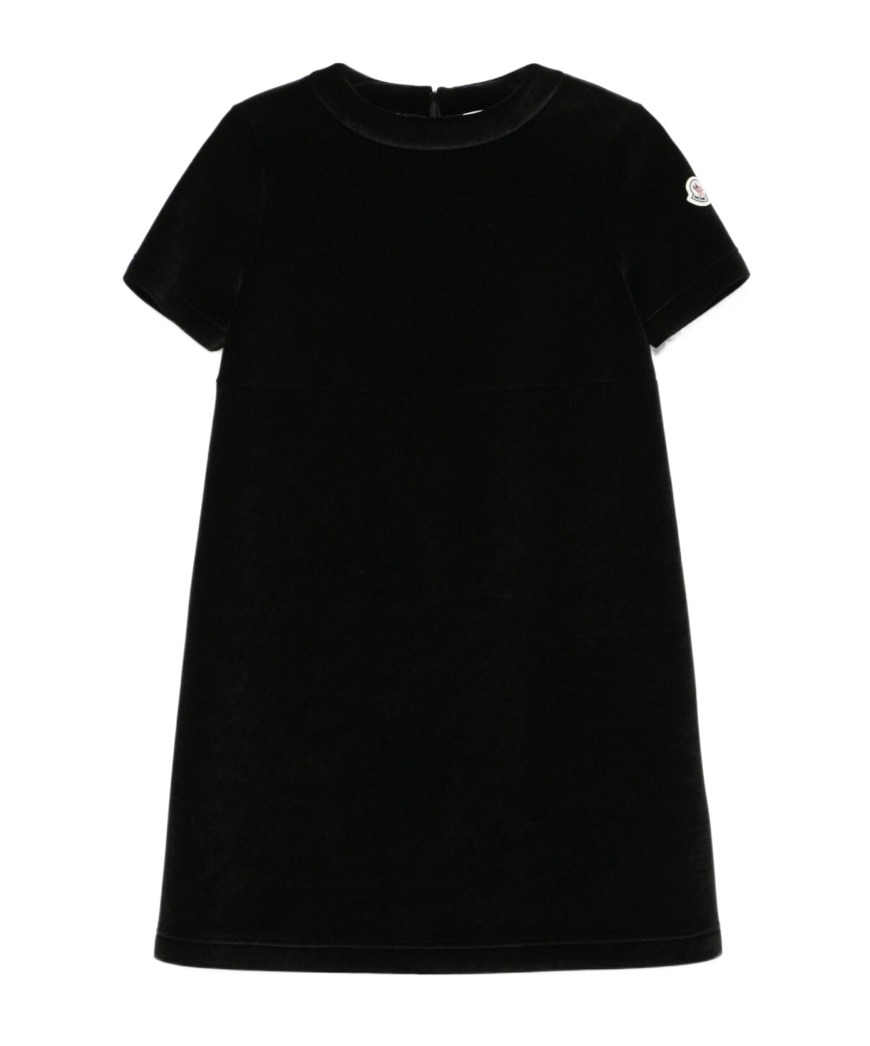 Moncler Short Sleeve Velvet Shift Dress In Black