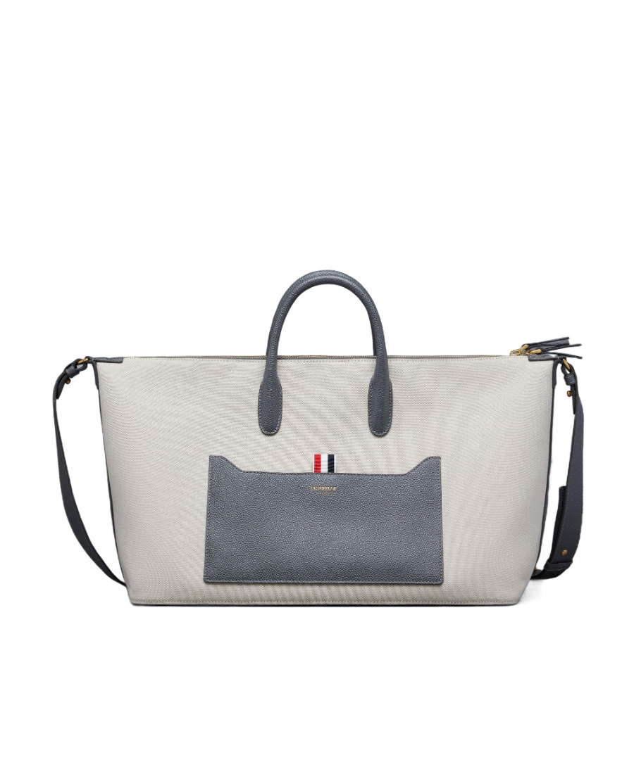 Thom Browne Medium Canvas Tote Bag In White