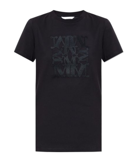Max Mara Logo Embroidered Crewneck T-shirt In Black