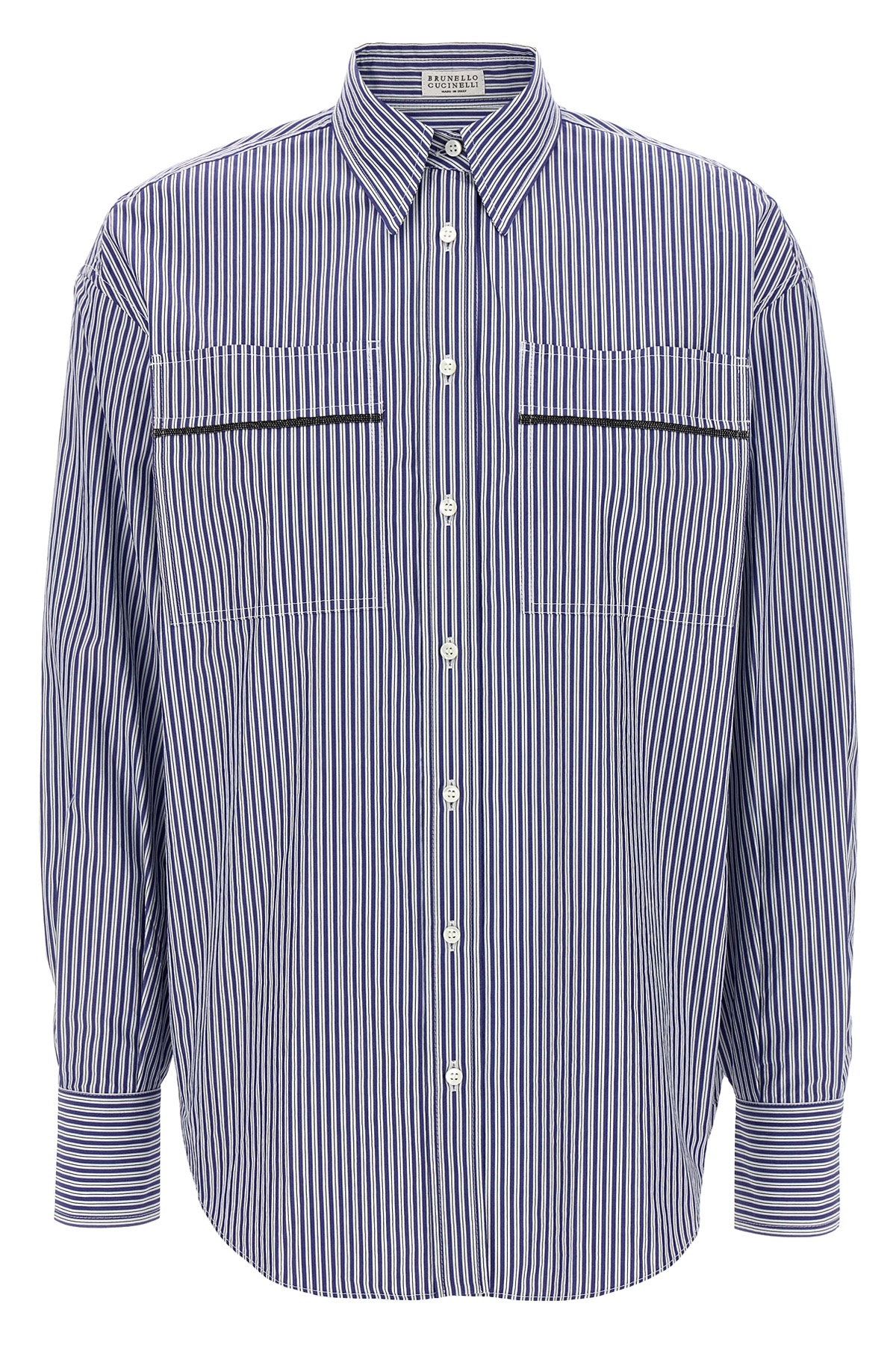 Brunello Cucinelli Monile Striped Shirt Shirt And Blouse Multicolor In Blue