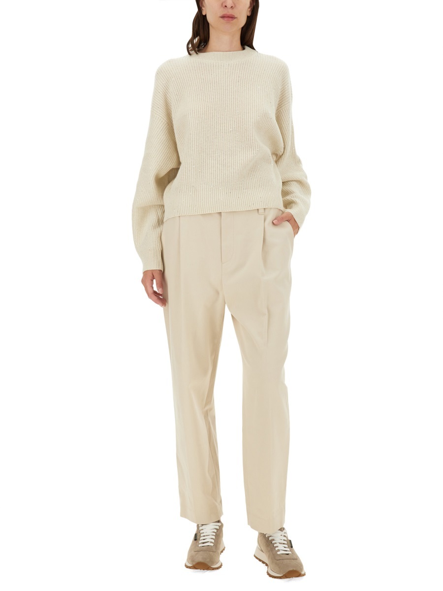 Brunello Cucinelli Cropped Fit Pants In Nude
