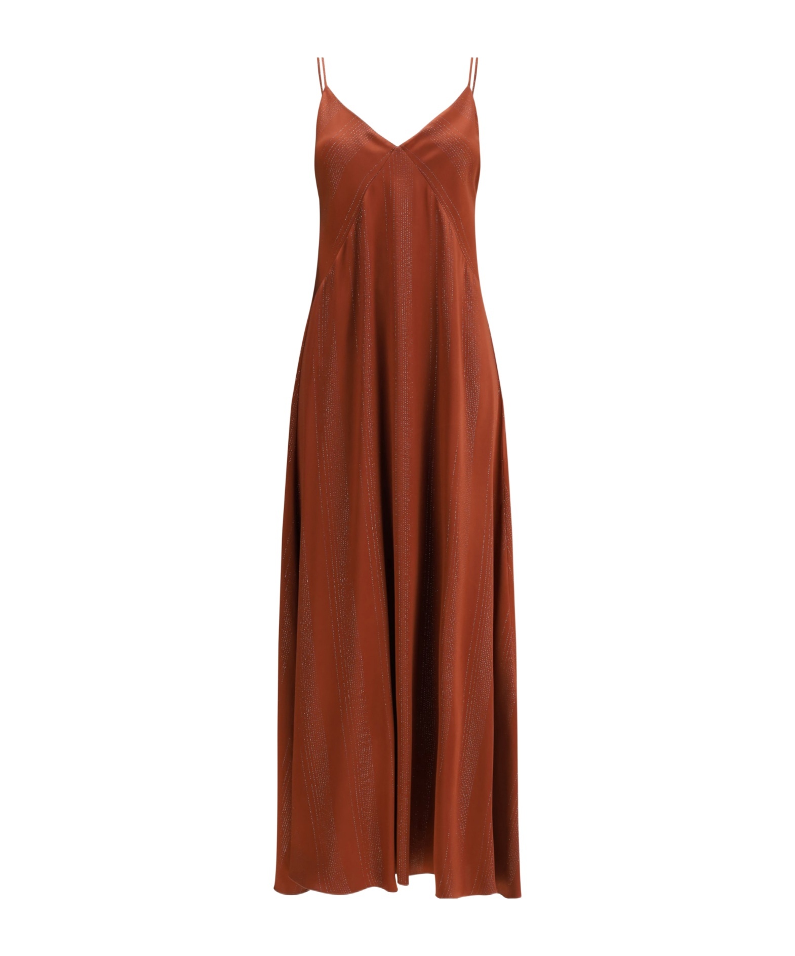 Forte Forte Spaghetti-strap Metallic-detail Dress In Brown