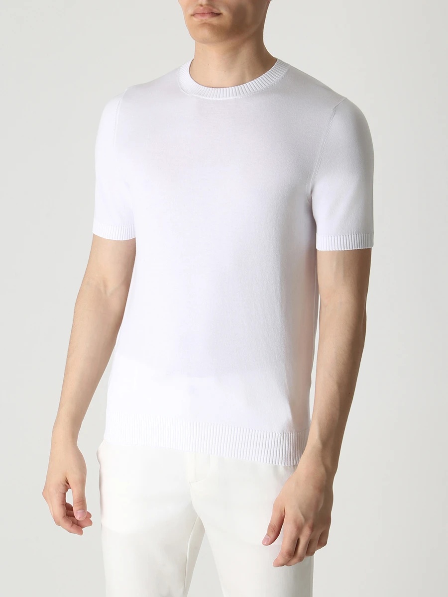 Malo T-shirt Girocollo In Jersey Di Cotone In White