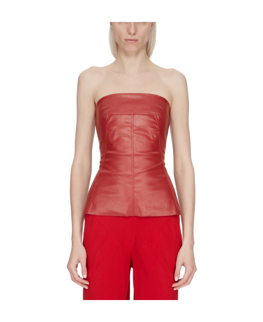 Rick Owens Bustier-style Cotton Corset Top In Red