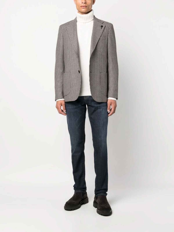 Shop Eleventy Rool-neck Wool-blend Jumper In White