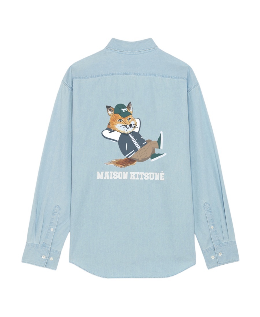 Maison Kitsuné Chillax Print Relaxed Shirt In Blue