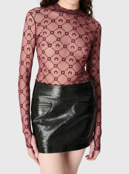 Marine Serre Second Skin Semi-sheer Top In Red