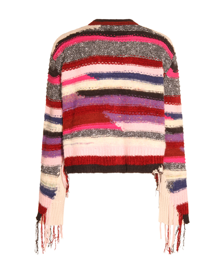 Amiri Striped Fringed Cardigan In Multicolor