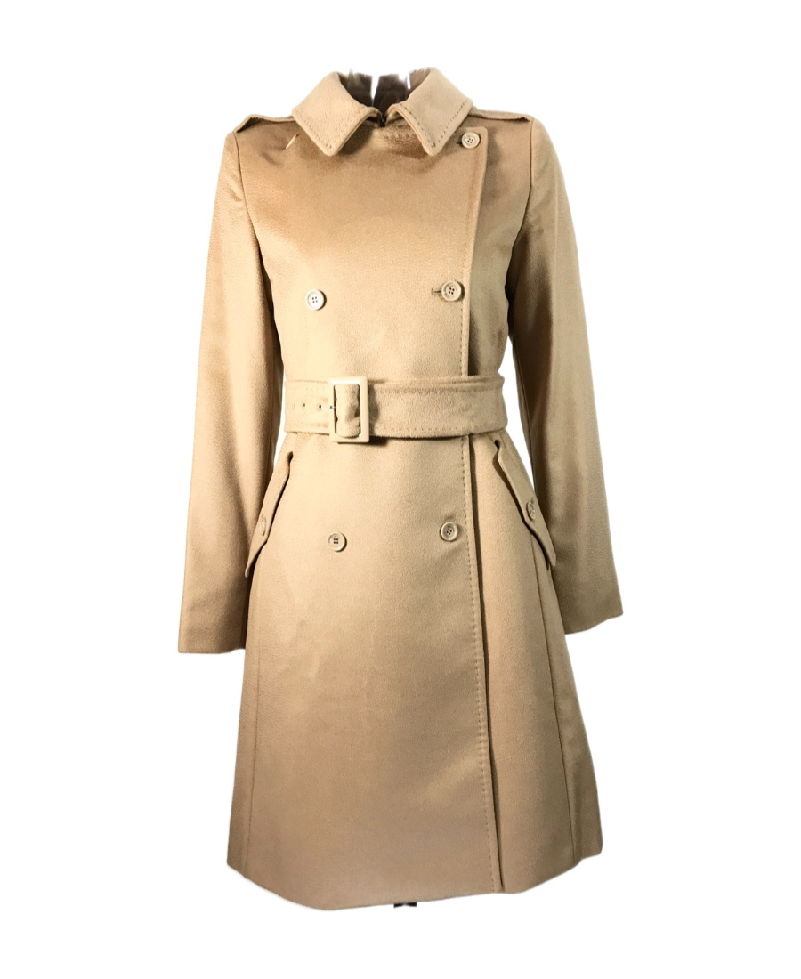 Max Mara Long-sleeved Lapel Coat In Nude
