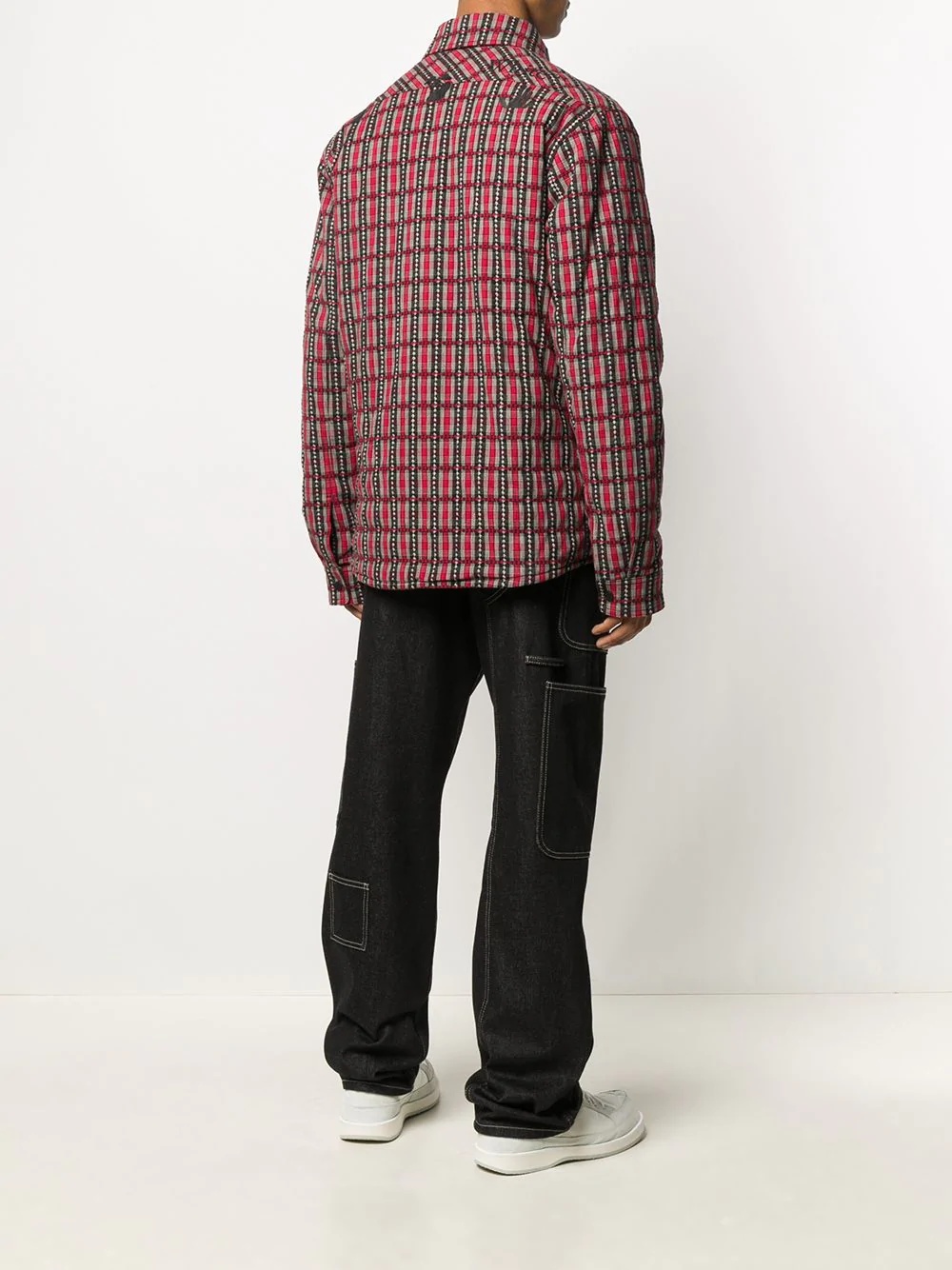 Off-white Check Hooded Jacket In Black