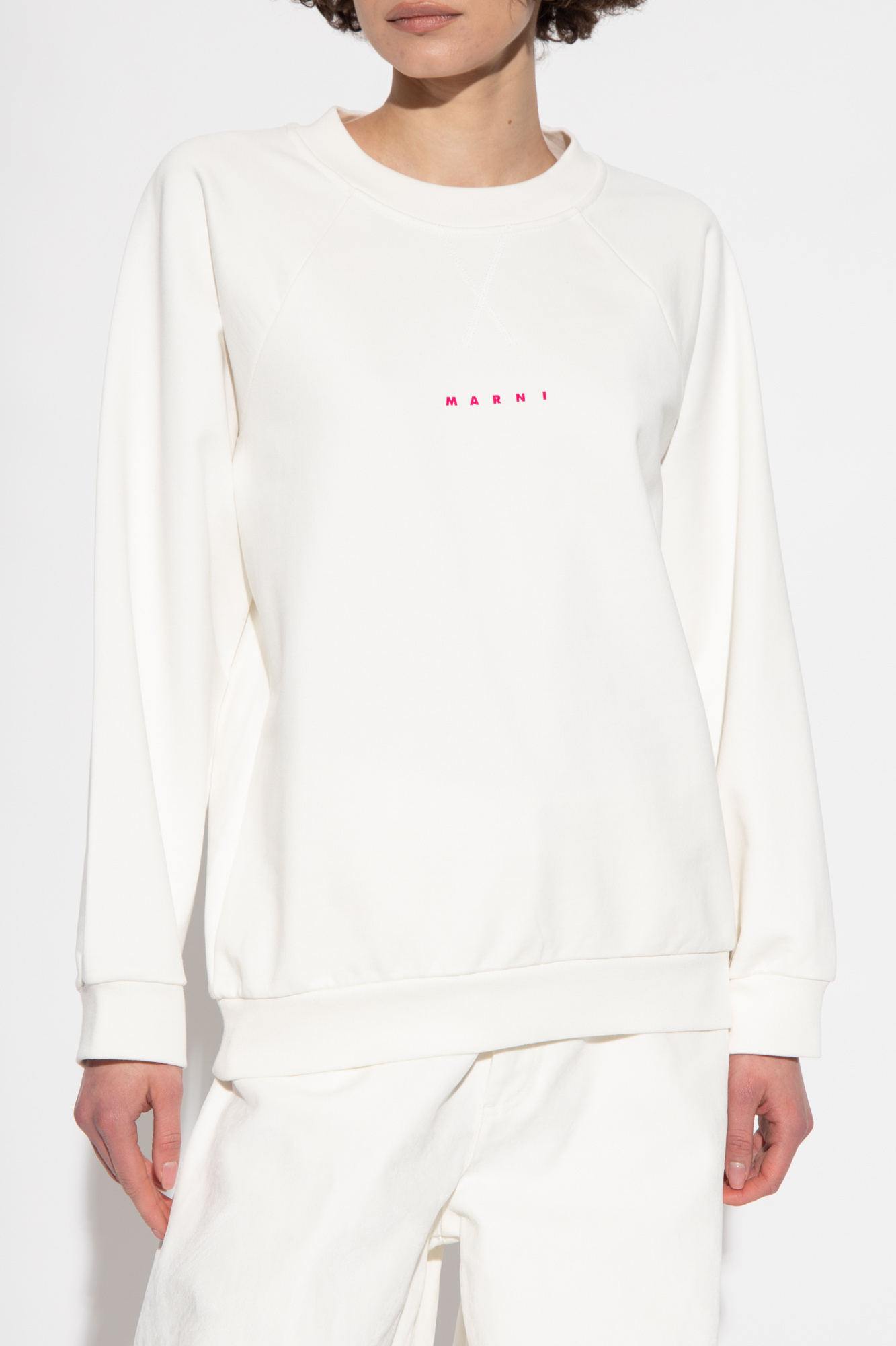Marni Logo-print Cotton Sweatshirt In White