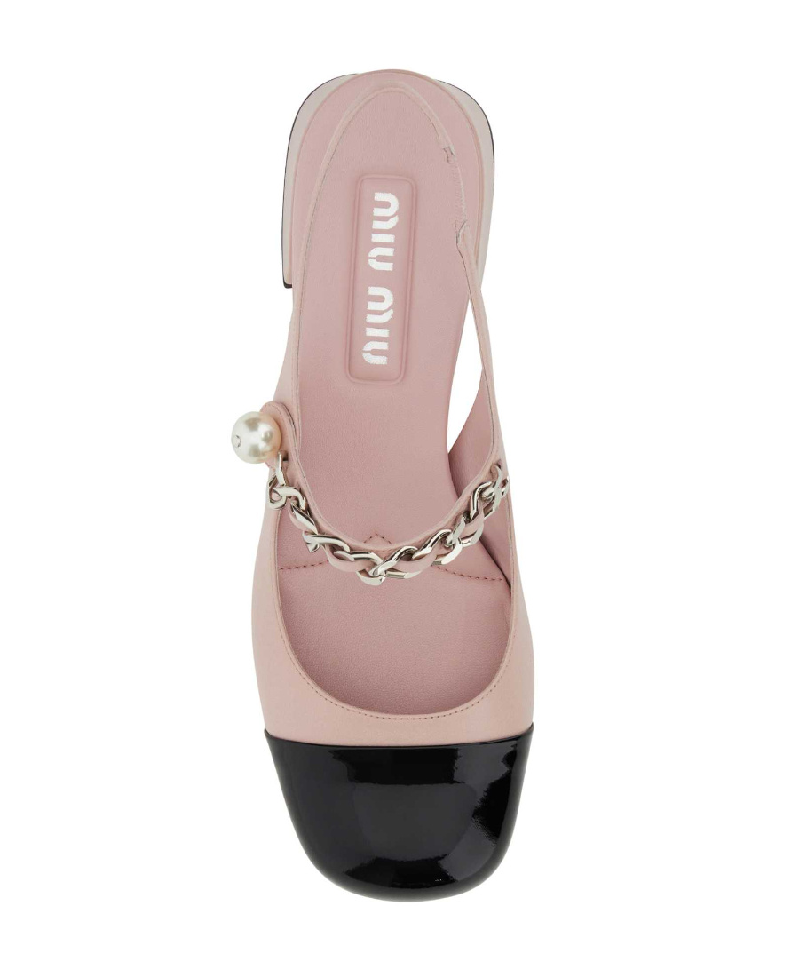 Miu Miu Mary Jane Cap Toe Slingback Pump In Nude