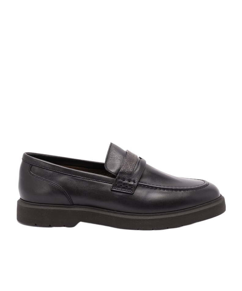 Brunello Cucinelli Round Toe Loafers In Black