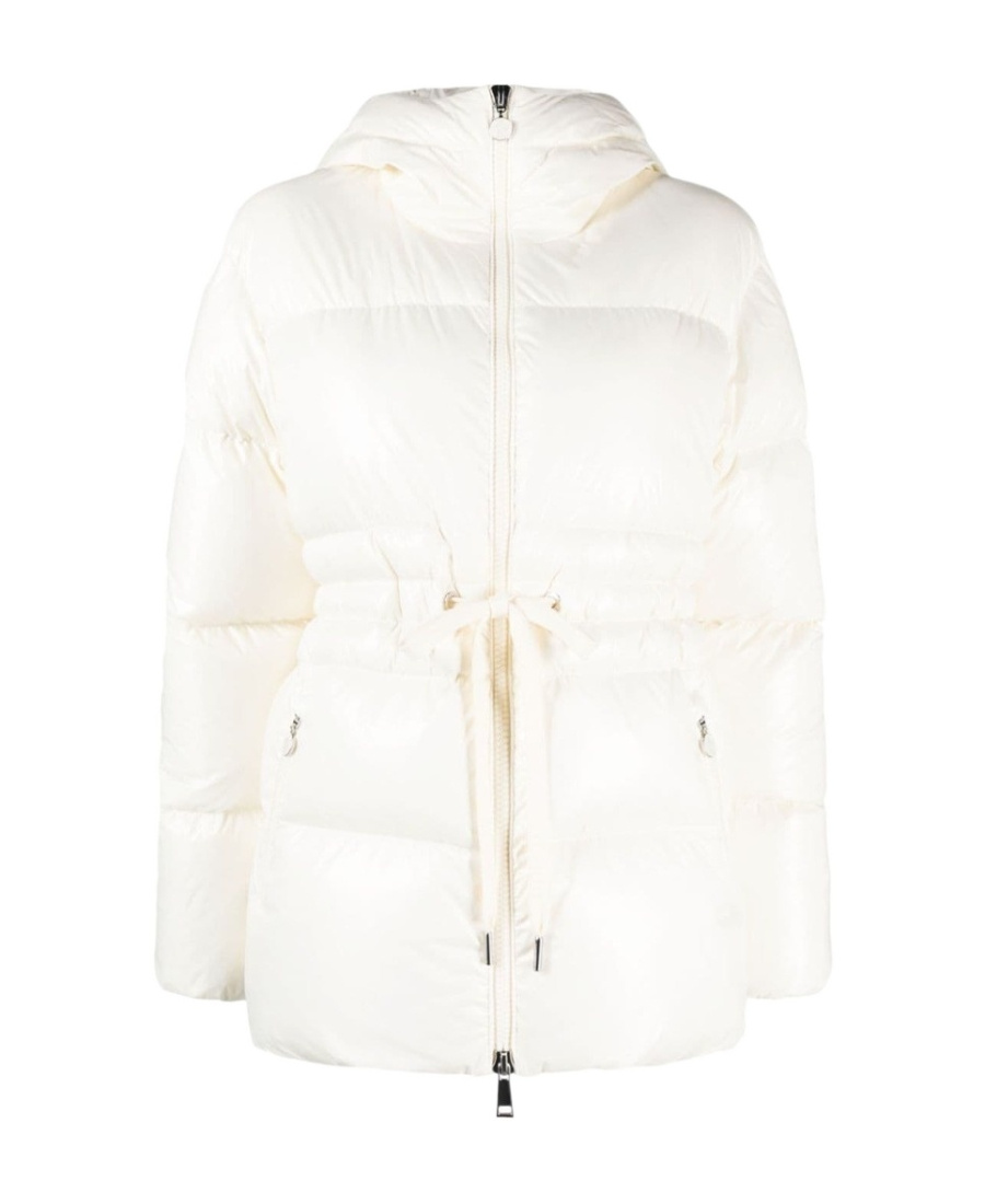 Moncler Taleve Logo-patch Belted Quilted-down Coat In White