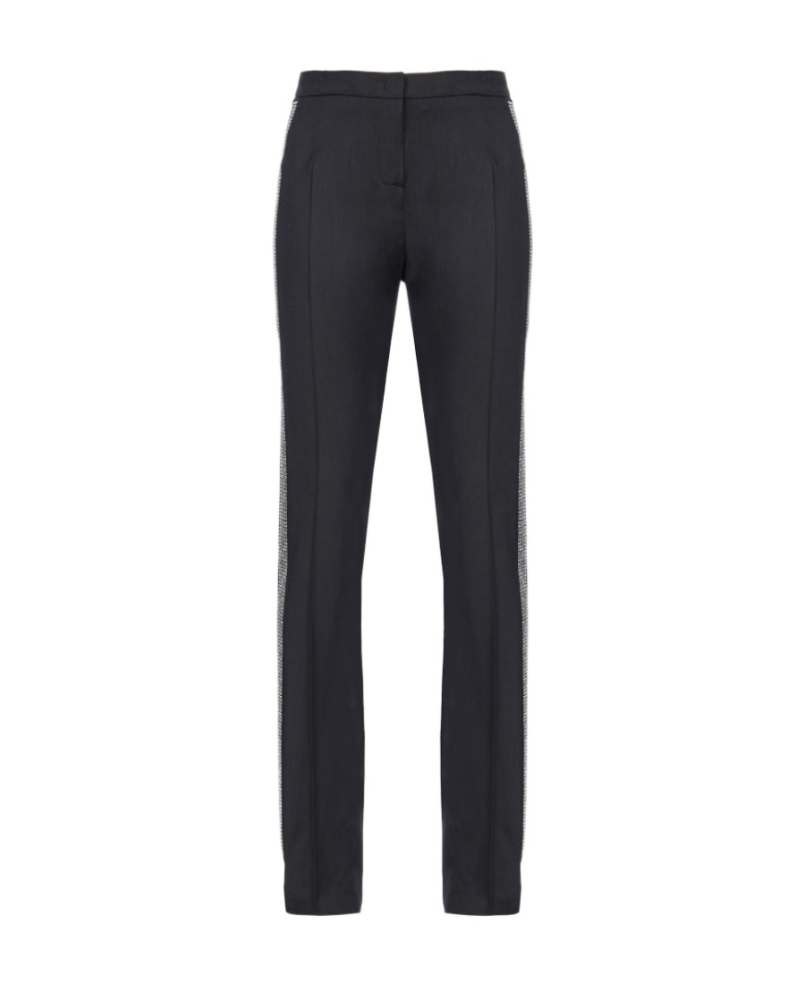 Pinko Trousers With Side Detailing And Fabric Blend In Black