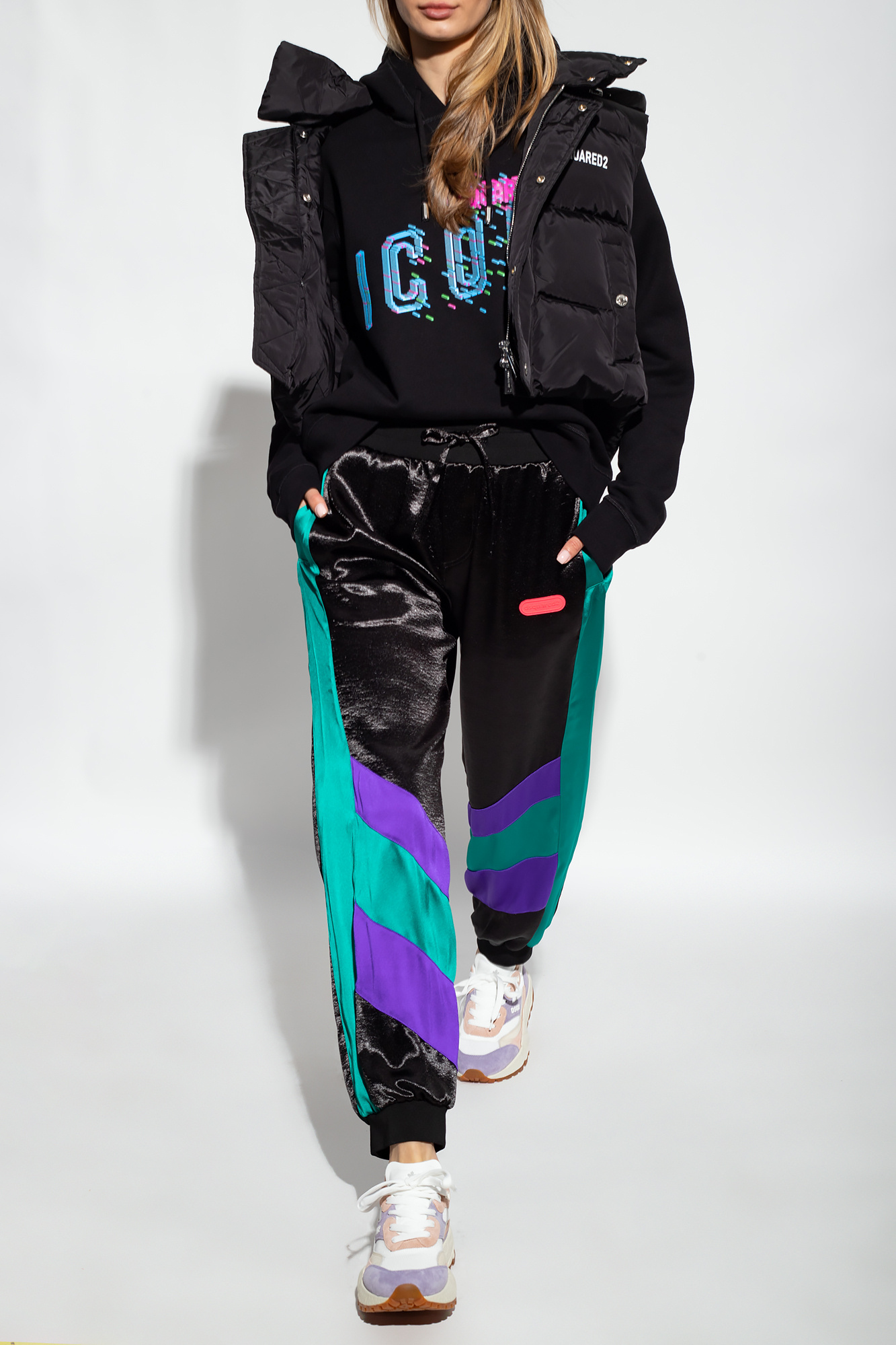 Dsquared2 Logo-print Drawstring Cotton Hoodie In Black