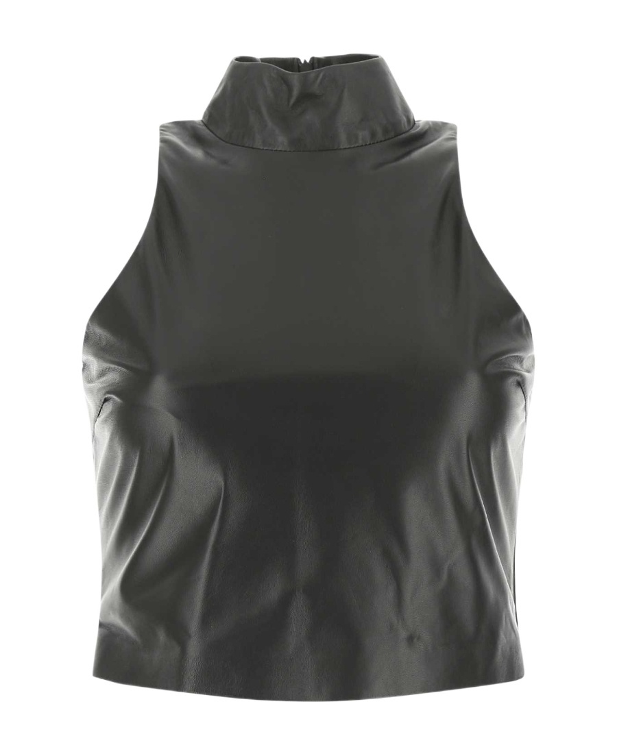 Amiri Mock-neck Sleeveless Leather Top