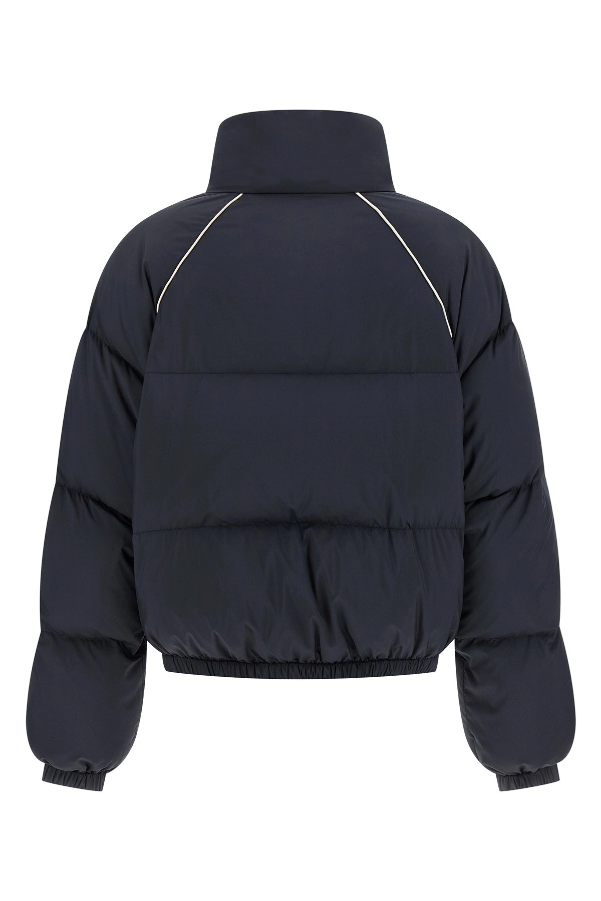 Miu Miu High Collar Long Sleeve Cotton Coat In Blue