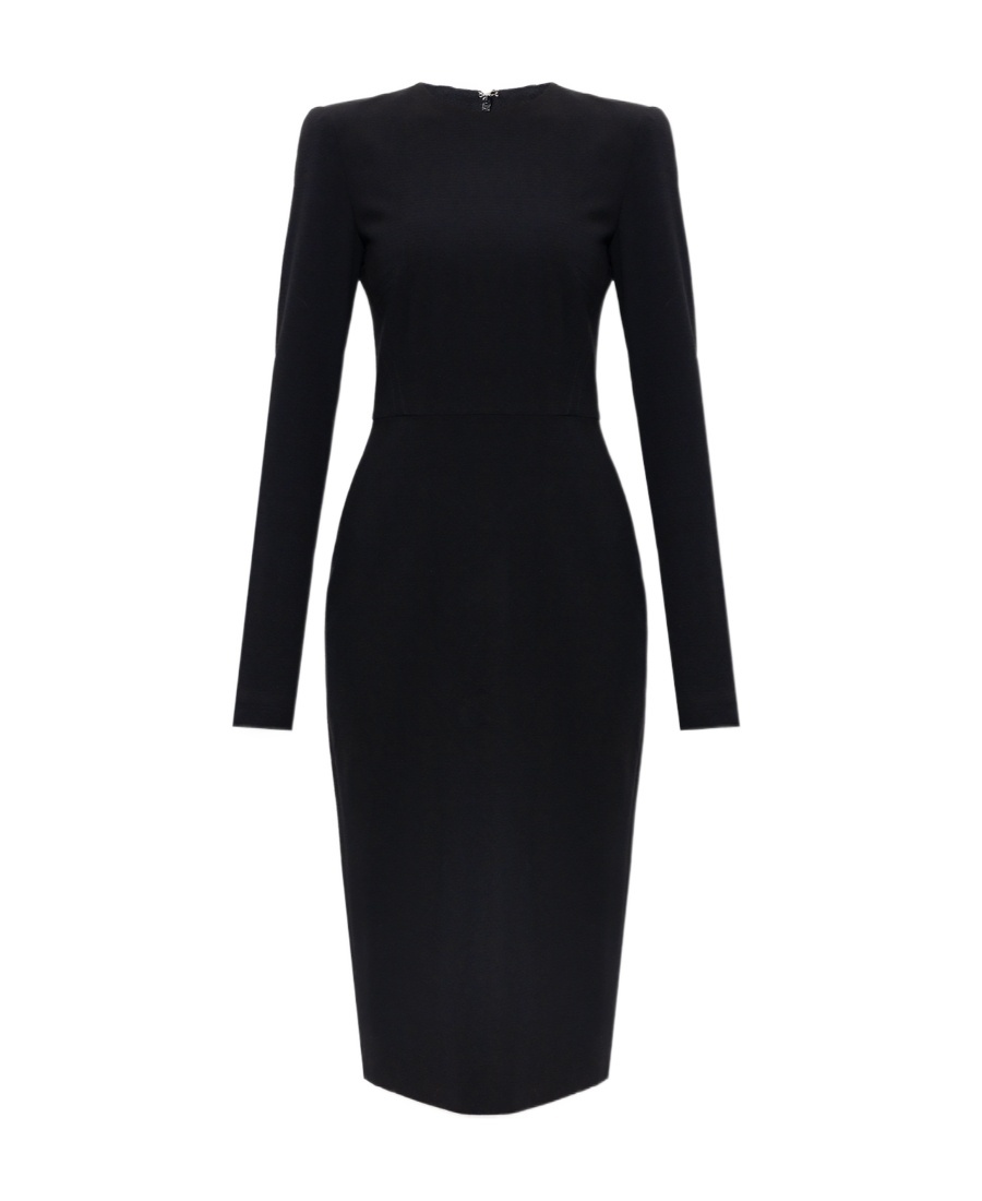 Shop Victoria Beckham Crepe Pencil Midi Dress In Black
