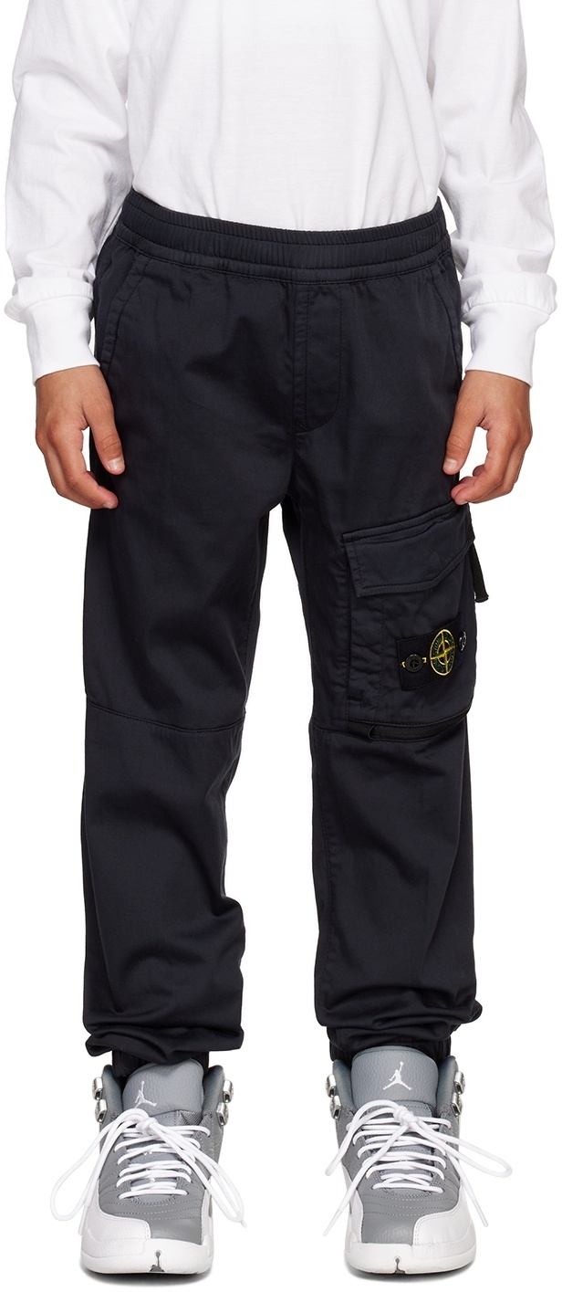 Stone Island Compass-patch Cargo Trousers In Blue