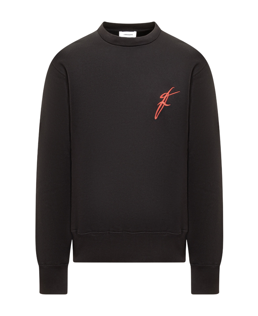 Ferragamo Logo-embroidered Sweatshirt In Black