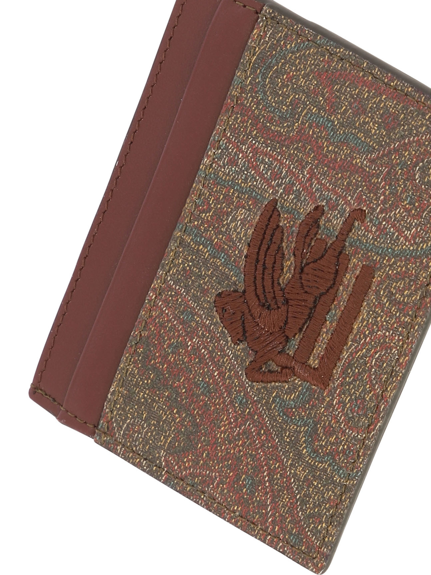Etro Paisley Card Holder In Brown