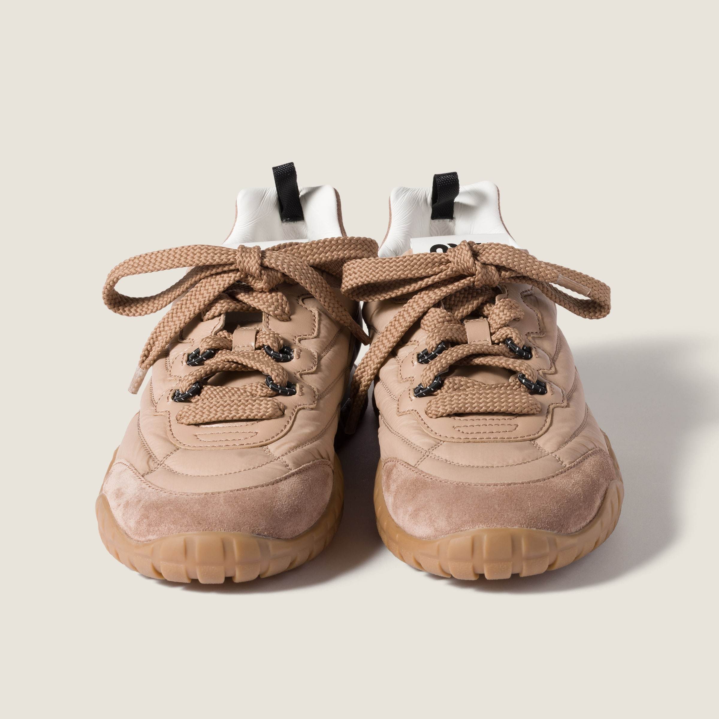 Miu Miu Tyre Technical Fabric And Suede Sneakers In Brown