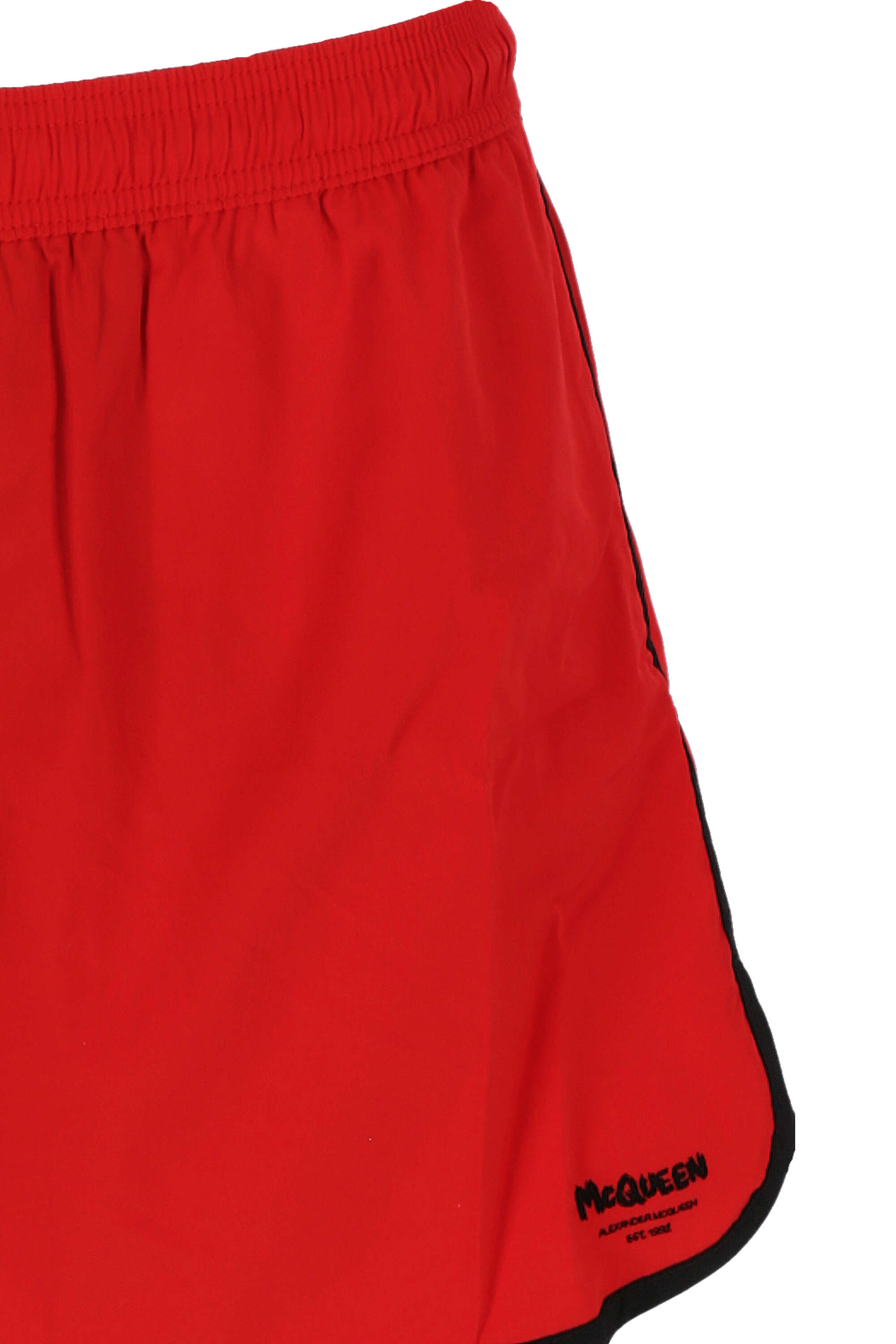 ALEXANDER MCQUEEN ALEXANDER MCQUEEN LOGO PRINTED ELASTICATED WAIST SWIM SHORTS