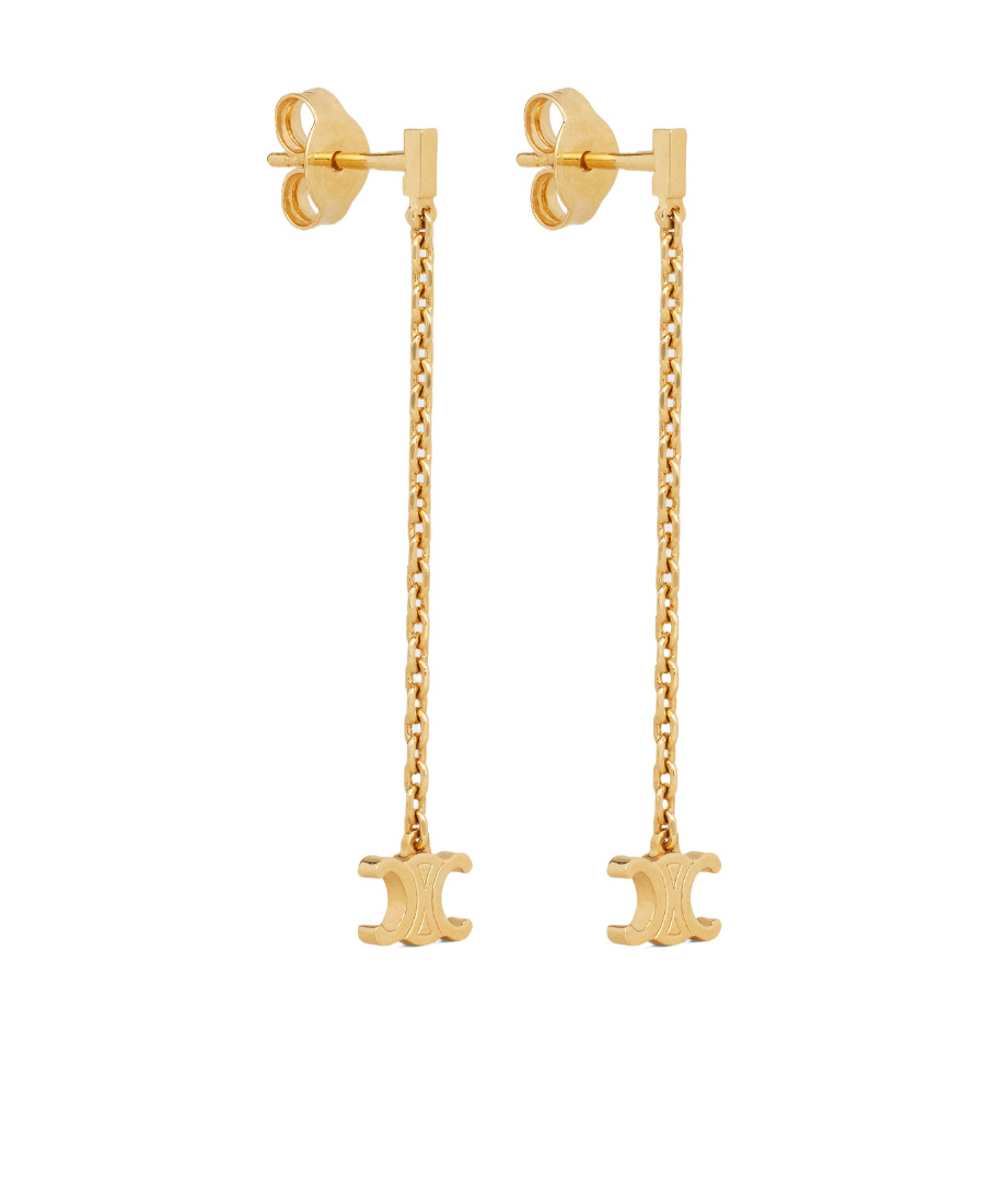 Celine Triomphe Mini Triomphe Earrings In Brass With Gold Finish