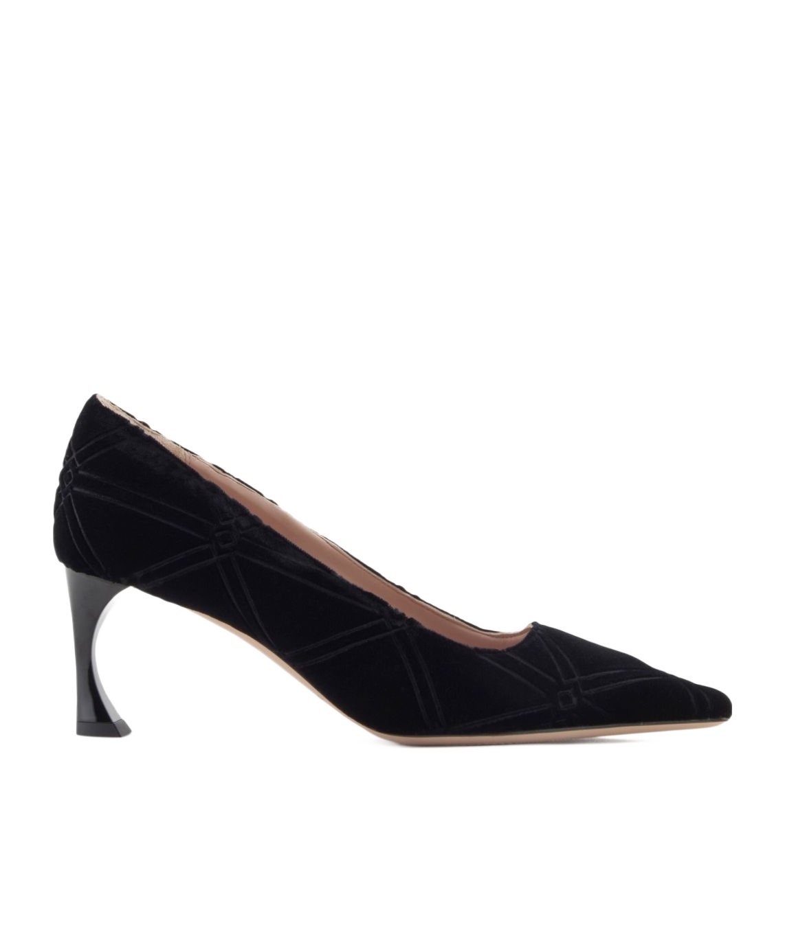 Emporio Armani Stylish Pumps With Curved Heel And Pattern In Black