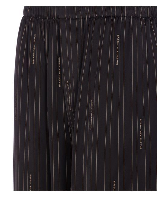 Balenciaga Striped Pinstripe Pyjama Pants With Side Pockets In Black