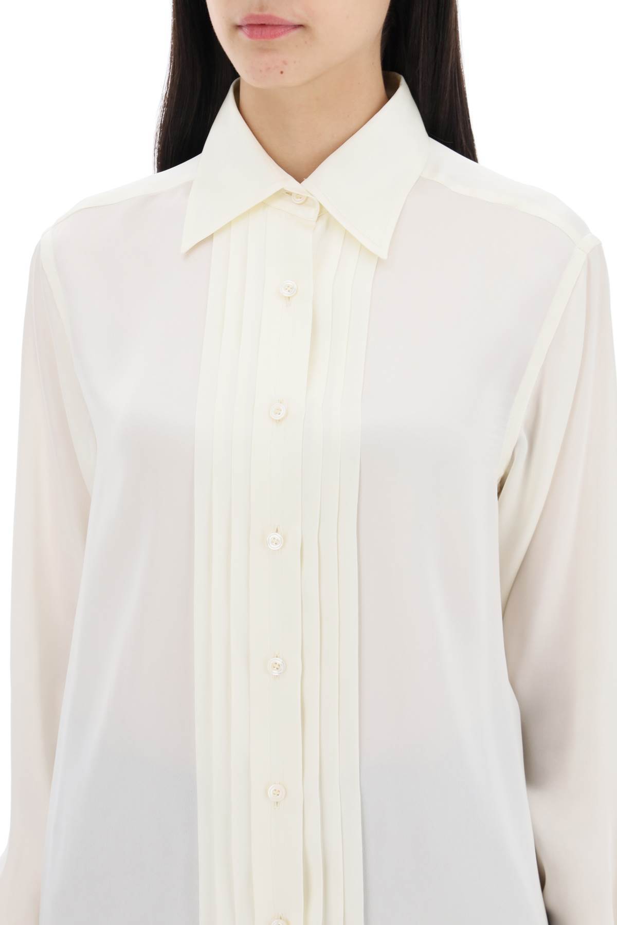 Tom Ford Stretch Silk Satin Relaxed Fit Shirt In White