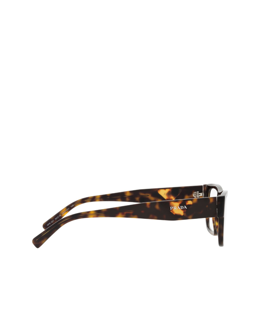 Prada Rectangular Frame Logo Glasses In Brown