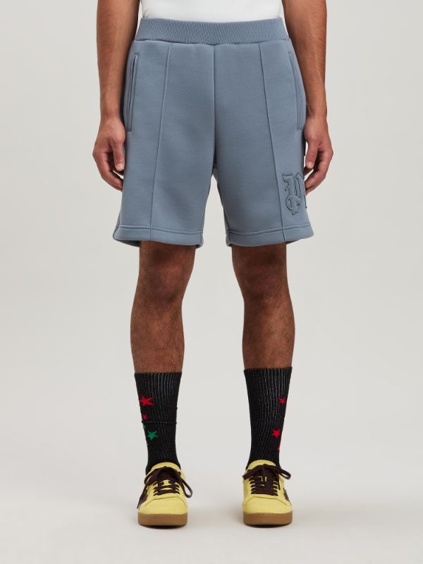 Palm Angels Monogram Neoprene Shorts In Gray