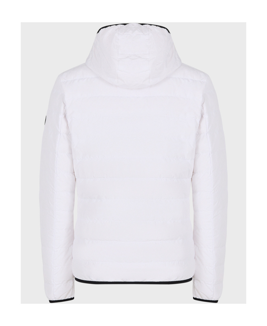 Ea7 Long-sleeved Hooded Down Jacket In White