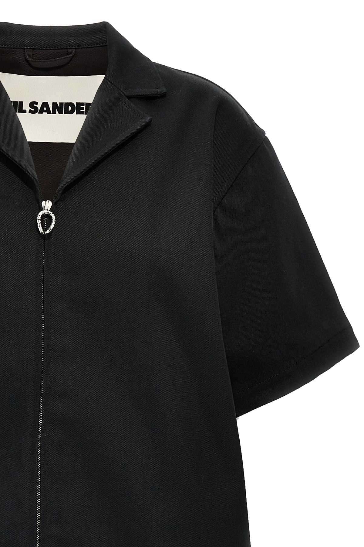 Jil Sander Short Sleeve Denim Shirt With Collared Neck In Black