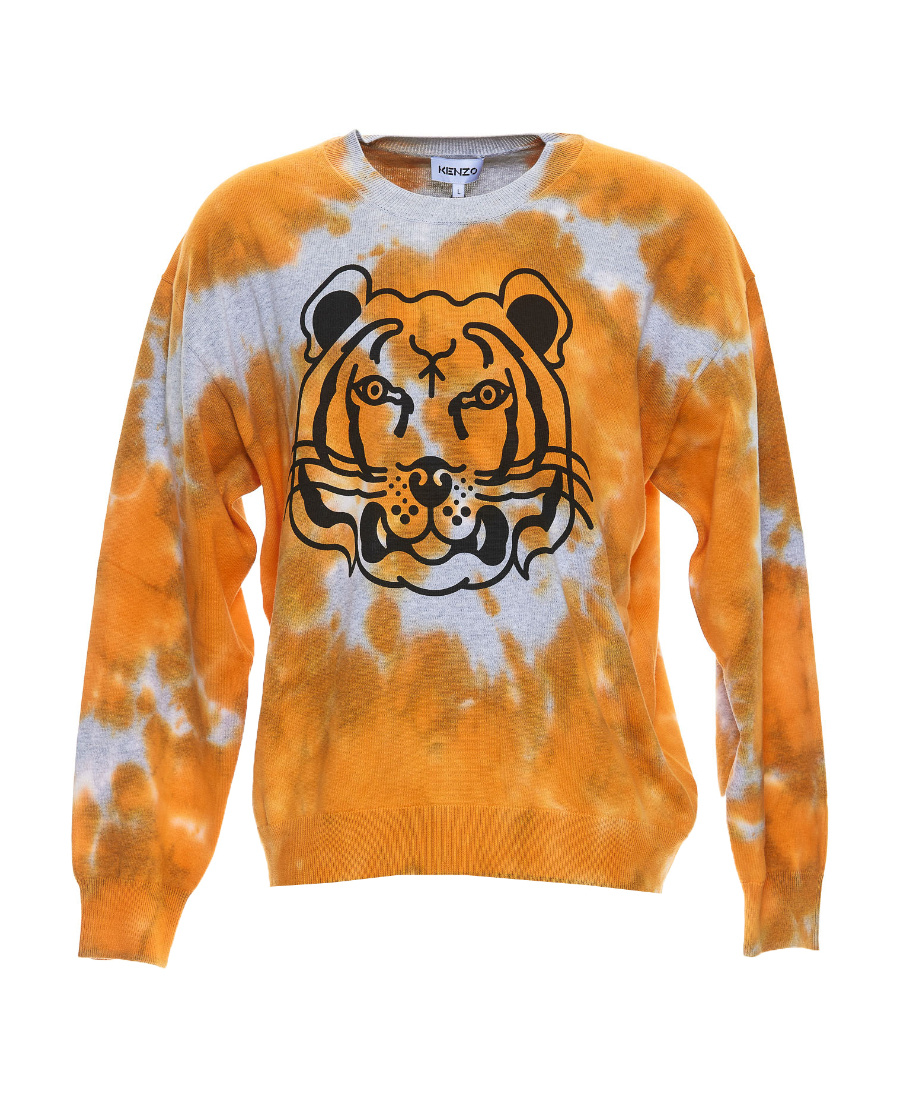 Kenzo Tiger Print Tie-dye Sweatshirt In Orange