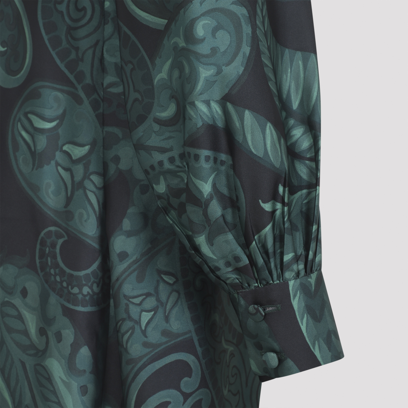 Etro Midi Ruched Dress Paisley Print In Green