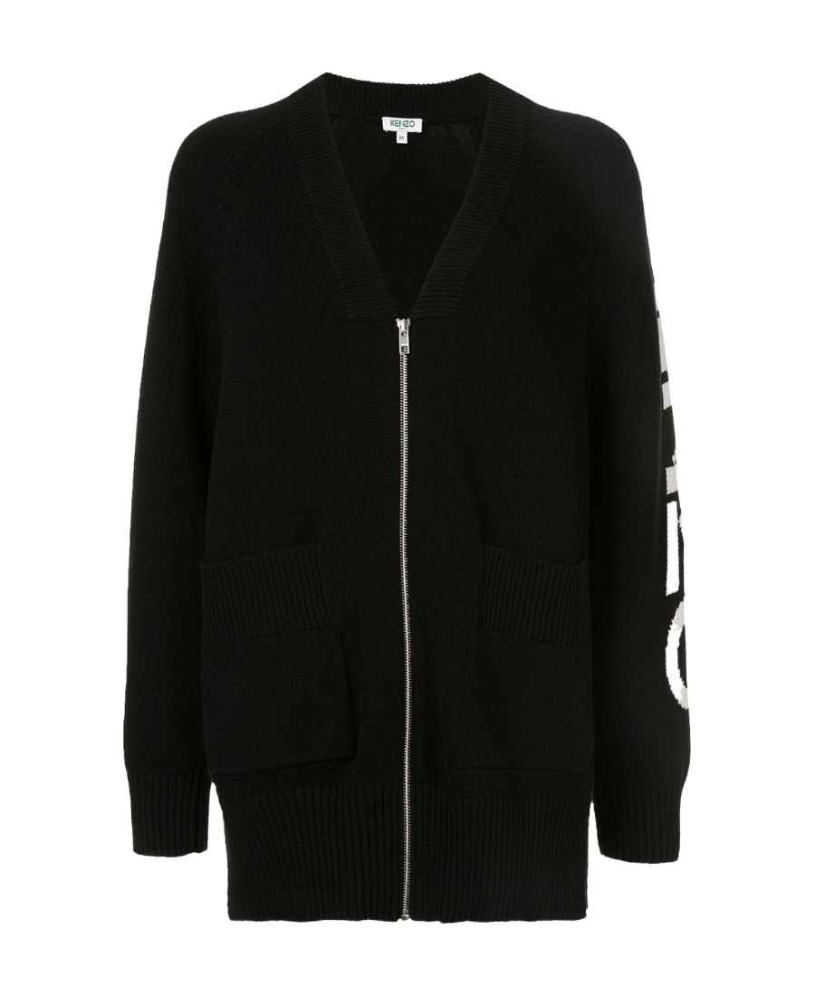 Kenzo Black Logo Zipper Casual Jacket In Black