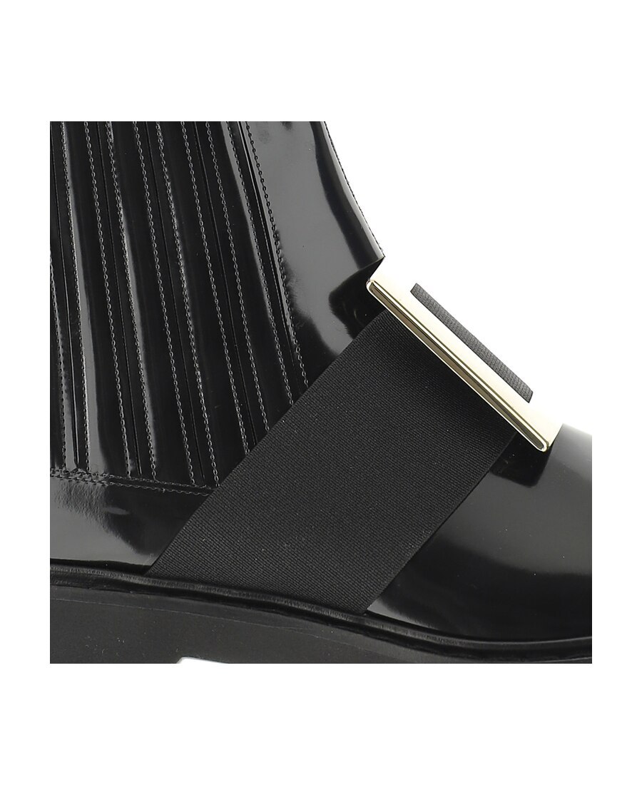 Roger Vivier Viv Ranger Embellished Patent-leather Chelsea Boots In Black