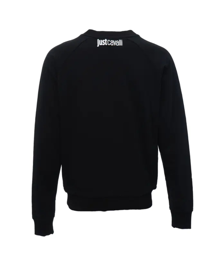 Just Cavalli Round Collar Logo Sweater In Black